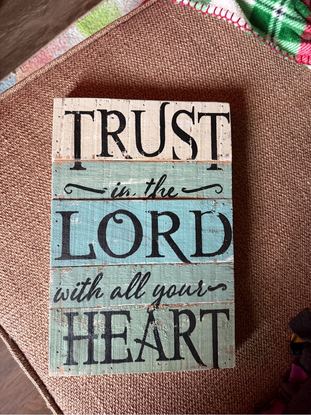 Faith Wall Plaque - Teal and Cream Inspirational Sign